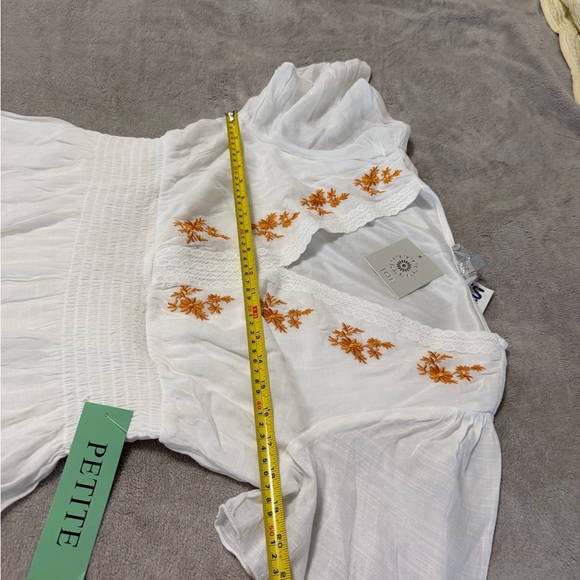 J Gee Elegant White Midi Dress with Orange Floral Accents nwt - Picture 8 of 12